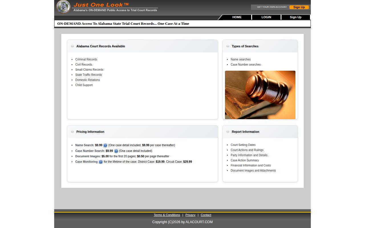 Alabama court record source for released inmate case orders