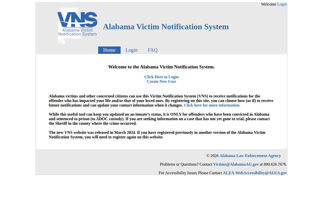 Alabama VNS release notification source for ADOC inmates