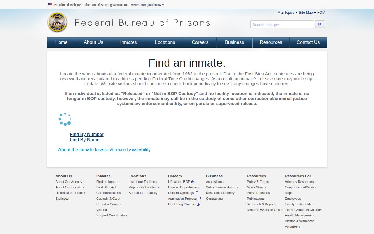 Federal BOP locator for inmates released in Alabama